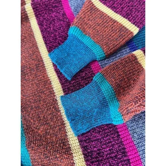 Vintage 80's Here is a Hug High Neck Sweater Rainbow Stripes size LARGE - Picture 10 of 10
